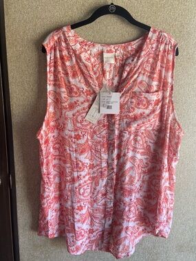 Paisley print sleeveless top 2x NEW summer spring lightweight zac & Rachel